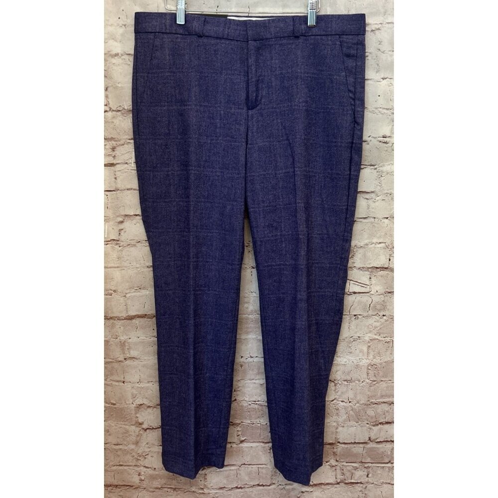 Banana Republic AVERY Purple Herringbone Straight Trouser Ankle Pant 14 Long NEW